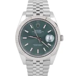 MINT 2024 PAPERS ROLEX DATEJUST 41 MINT GREEN JUBILEE 41MM WATCH 126334 BOX