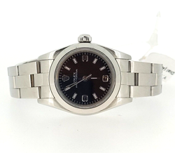 ROLEX 25MM OYSTER STAINLESS STEEL BLACK DIAL 2007 BOX & PAPERS MODEL : 76080