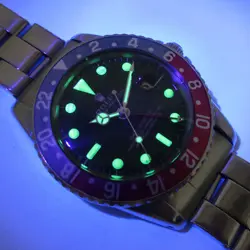 Rolex GMT-Master 1675 Mirror Red Blue 10 GILT Mini Hands Gold #U123