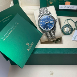ROLEX DATEJUST 41MM BLUE DIAMOND DIAL JUBILEE BRACELET 18K WHITE GOLD BEZEL