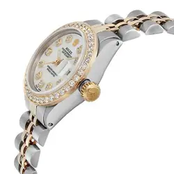 Rolex Datejust 14K Yellow Gold Steel Custom MOP Diamond Dial Bezel Watch 6916
