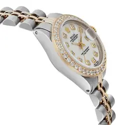 Rolex Datejust 14K Yellow Gold Steel Custom MOP Diamond Dial Bezel Watch 6916