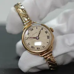 18CT GOLD ROLEX LADIES VINTAGE WATCH WITH BRACELET ROMAN DIAL MANUAL WIND