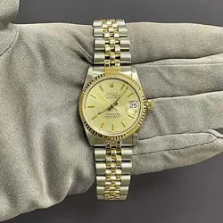 ROLEX DATEJUST 31MM CHAMPAGNE DIAL WATCH 68273 YG
