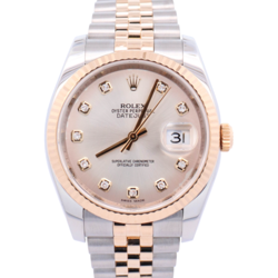 ROLEX DATEJUST 36MM SILVER DIAL WATCH 116233 YG