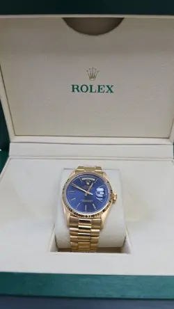 ROLEX DAY-DATE 18038 GOLD PRESIDENT BRACELET WITH GOLD BEZEL WITH BOX