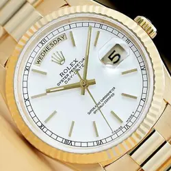 ROLEX MENS DAY DATE PRESIDENT 18238 DOUBLE QUICKSET 18K YELLOW GOLD WATCH