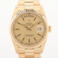 ROLEX DAY-DATE 18238 YG AT CHAMPAGNE-FACE 3 EXTRA LINKS