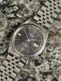 Rolex Datejust 36mm 1603 1988 Hashed Engine Turn Bezel Jubilee Band Blue Dial