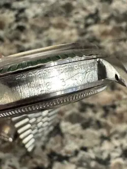 Rolex Datejust 36mm 1603 1988 Hashed Engine Turn Bezel Jubilee Band Blue Dial