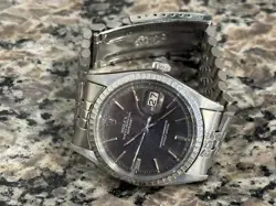 Rolex Datejust 36mm 1603 1988 Hashed Engine Turn Bezel Jubilee Band Blue Dial