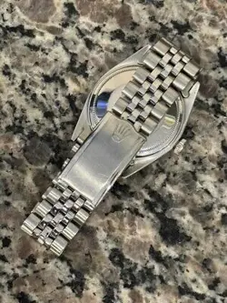 Rolex Datejust 36mm 1603 1988 Hashed Engine Turn Bezel Jubilee Band Blue Dial