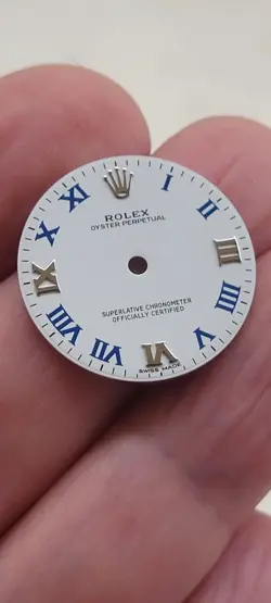 Rolex Midsize white dial with blue roman numbers for model 177200 No date,beauty