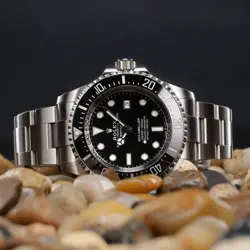 ROLEX SEA-DWELLER SILVER OYSTER BRACELET WITH BLACK BEZEL-126660