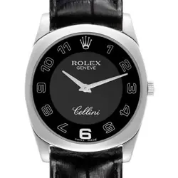 ROLEX CELLINI DANAOS WHITE GOLD BLACK DIAL MENS WATCH 4233
