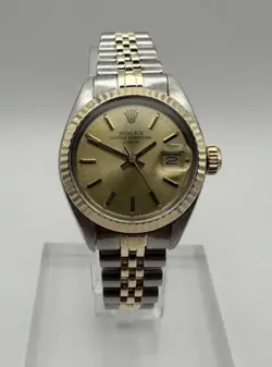 Rolex Lady Oyster Perpetual Date 6917 Watch 18K Gold Vintage
