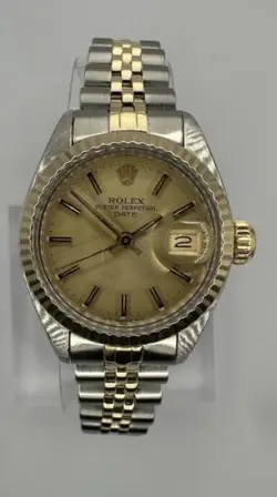 ROLEX LADY OYSTER PERPETUAL DATE 6917 WATCH 18K GOLD VINTAGE