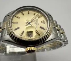 Rolex Lady Oyster Perpetual Date 6917 Watch 18K Gold Vintage