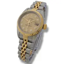 ROLEX DATEJUST 79173 LADIES 26MM 18K GOLD / STEEL CHAMPAGNE DIAMOND DIAL WATCH