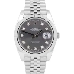 MINT ROLEX DATEJUST 41MM RHODIUM DIAMOND JUBILEE 18K STEEL WATCH 126334 BOX
