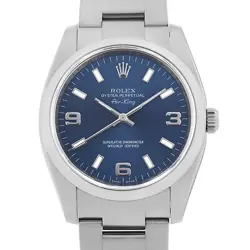 ROLEX AIR KING 114200 BLUE 369 WHITE BAR Z NUMBER SECOND HAND MENS