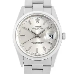 ROLEX OYSTER PERPETUAL DATE 15200 SILVER BAR U NUMBER SECOND HAND MENS