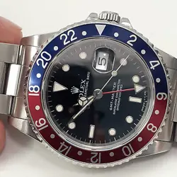 Rolex GMT Master 40 mm Pepsi Bezel Steel Automatic Watch 16700 U Series 1997