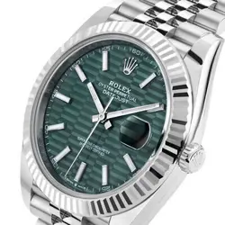 ROLEX DATEJUST 41 WATCH 41MM GREEN INDEX HOUR MARKERS DIAL STAINLESS STEEL