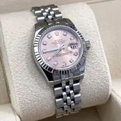 ROLEX LADY-DATEJUST 26MM PINK DIAMOND DIAL STAINLESS JUBILEE FLUTED REF: 179174