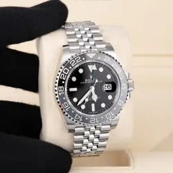 ROLEX GMT-MASTER II WATCH 40MM BLACK INDEX HOUR MARKERS DIAL STAINLESS STEEL