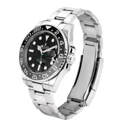 ROLEX GMT-MASTER II WATCH 40MM BLACK INDEX HOUR MARKERS DIAL STAINLESS STEEL