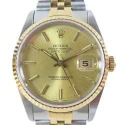 ROLEX DATEJUST AUTOMATIC WATCH 16233 STAINLESS STEEL 18K YELLOW GOLD