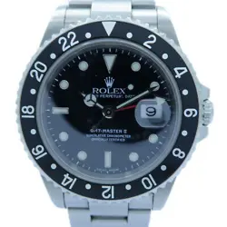 ROLEX GMT MASTER II AUTOMATIC WATCH 16710 STAINLESS STEEL BLACK