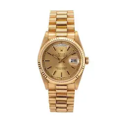 1990 ROLEX DAY DATE 36MM 18238 CHAMPAGNE DIAL PRESIDENT 18K YELLOW GOLD WATCH