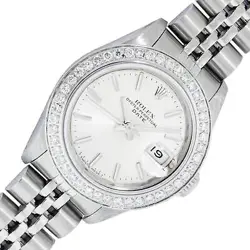 ROLEX LADY DATEJUST WATCH SILVER INDEX DIAL STAINLESS STEEL DIAMOND BEZEL WATCH
