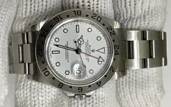ROLEX EXPLORER II 16570 WHITE DIAL WITH OYSTER BRACELET WITH SILVER BEZEL