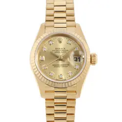 ROLEX DATEJUST 10P DIAMOND 69178G CHAMPAGNE GOLD T NUMBER SECOND HAND WOMEN