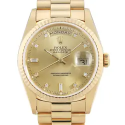 ROLEX DAY DATE 8P DIAMOND/2P BUCKET DIAMOND 18238A CHAMPAGNE GOLD S NUMBER S...