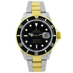ROLEX SUBMARINER 40MM BLACK DIAL WATCH 16613 YG
