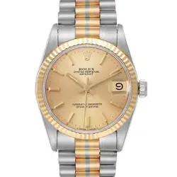 ROLEX PRESIDENT MIDSIZE TRIDOR WHITE YELLOW ROSE GOLD LADIES WATCH 68279