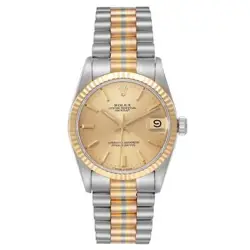Rolex President Midsize Tridor White Yellow Rose Gold Ladies Watch 68279