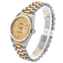 Rolex President Midsize Tridor White Yellow Rose Gold Ladies Watch 68279