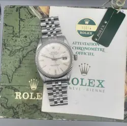 BOX PAPERS ROLEX DATEJUST 16014 SILVER JUBILEE BRACELET WITH FLUTED BEZEL 1982