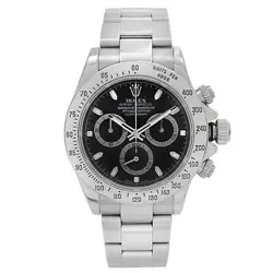 ROLEX COSMOGRAPH DAYTONA 40MM STEEL BLACK INDEX DIAL AUTOMATIC MENS WATCH 116520