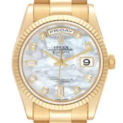 ROLEX PRESIDENT DAY-DATE YELLOW GOLD MOP DIAMOND DIAL MENS WATCH 118238