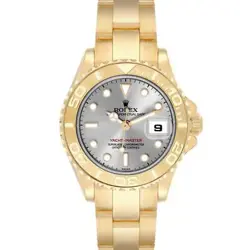 ROLEX YACHTMASTER 29 YELLOW GOLD SILVER DIAL LADIES WATCH 169628