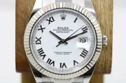 2023 ROLEX DATEJUST 41MM 18K GOLD STEEL WHITE ROMAN DIAL OYSTER WATCH 126334