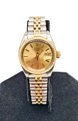 LADIES ROLEX 6917 OYSTER PERPETUAL DATE STAINLESS & 18K YELLOW GOLD WATCH