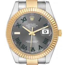 ROLEX DATEJUST 41 STEEL YELLOW GOLD WIMBLEDON DIAL MENS WATCH 116333 BOX CARD