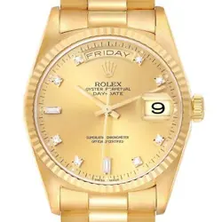 ROLEX PRESIDENT DAY DATE YELLOW GOLD DIAMOND DIAL MENS WATCH 18238 BOX PAPERS